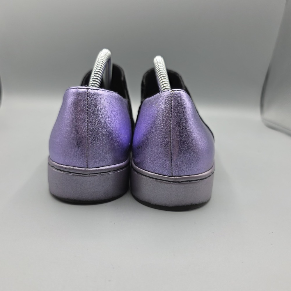 Free People Varsity Sneakers Womens 37 Black Velvet Purple Leather Metallic Shoe - Picture 5 of 15